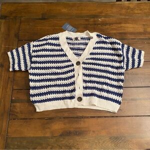 Universal Thread XS Navy White Striped Knit Button Up Sweater